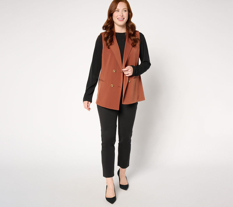 GRAVER Susan Graver LK Fusion Regular Double Breasted Slvless Blazer — View 4