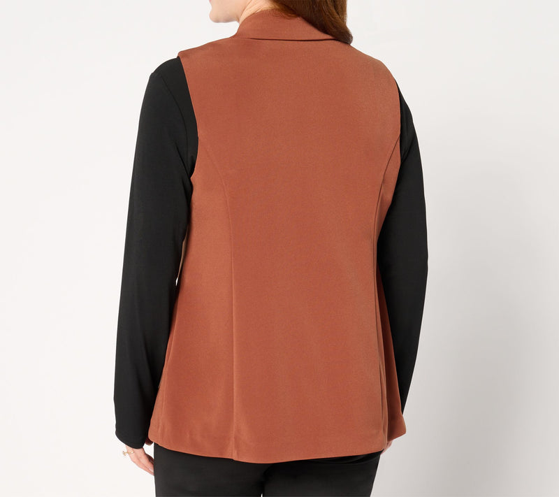 GRAVER Susan Graver LK Fusion Regular Double Breasted Slvless Blazer — View 3