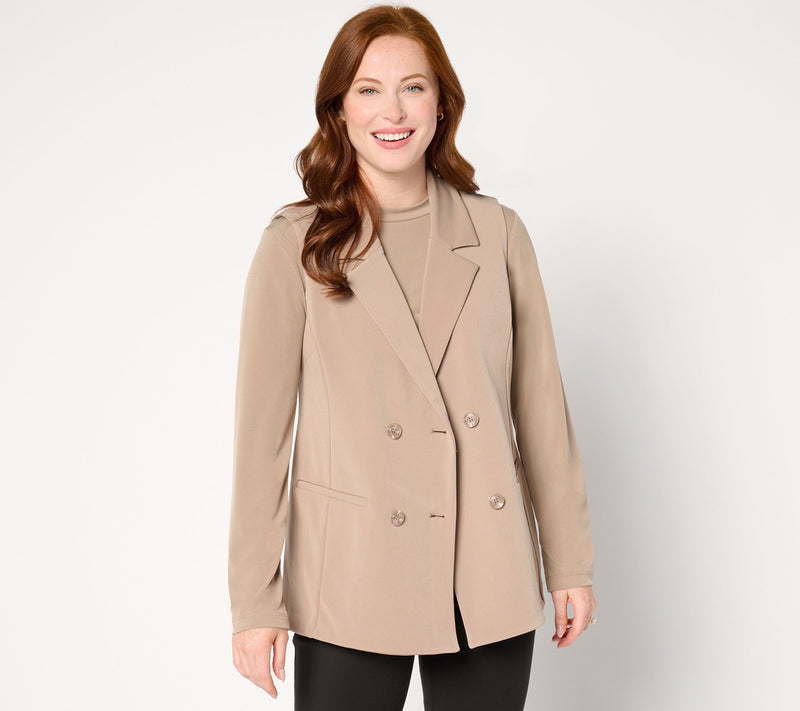 GRAVER Susan Graver LK Fusion Regular Double Breasted Slvless Blazer — View 11