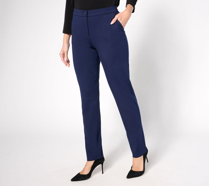 Tailored by Susan Graver Regular Sleek Ponte Straight Leg Trouser — View 7