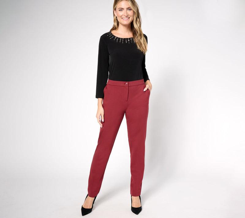 Tailored by Susan Graver Regular Sleek Ponte Straight Leg Trouser — View 15