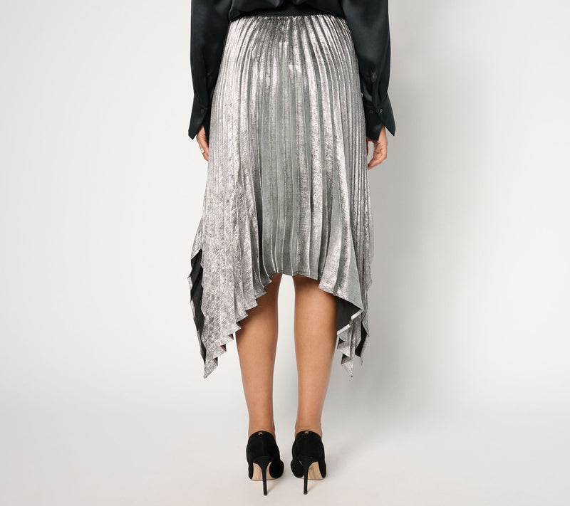 GRAVER Susan Graver Regular Metallic Woven Pleated SKirt — View 10
