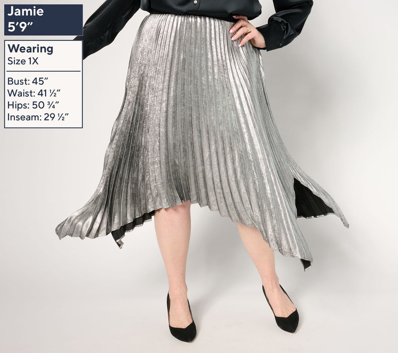 GRAVER Susan Graver Regular Metallic Woven Pleated SKirt — View 8