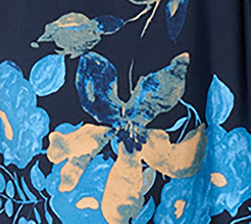 Susan Graver Pet Printed Liquid Knit Lace & Velvet Trim Midi Dress — View 6
