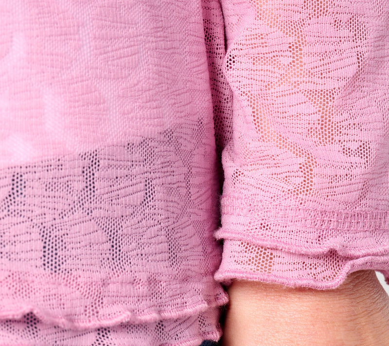 LOGO Layers by Lori Goldstein Crew Neck Long Sleeve Mesh Top — View 13