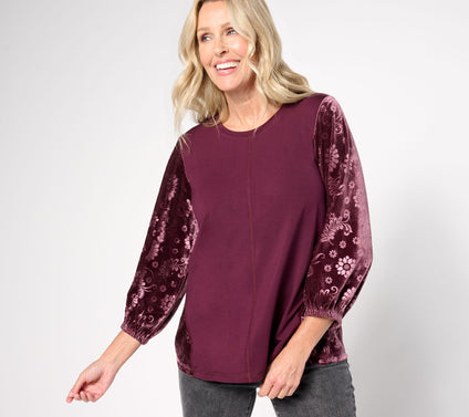 LOGO by Lori Goldstein Rayon 230 & Velour Top
