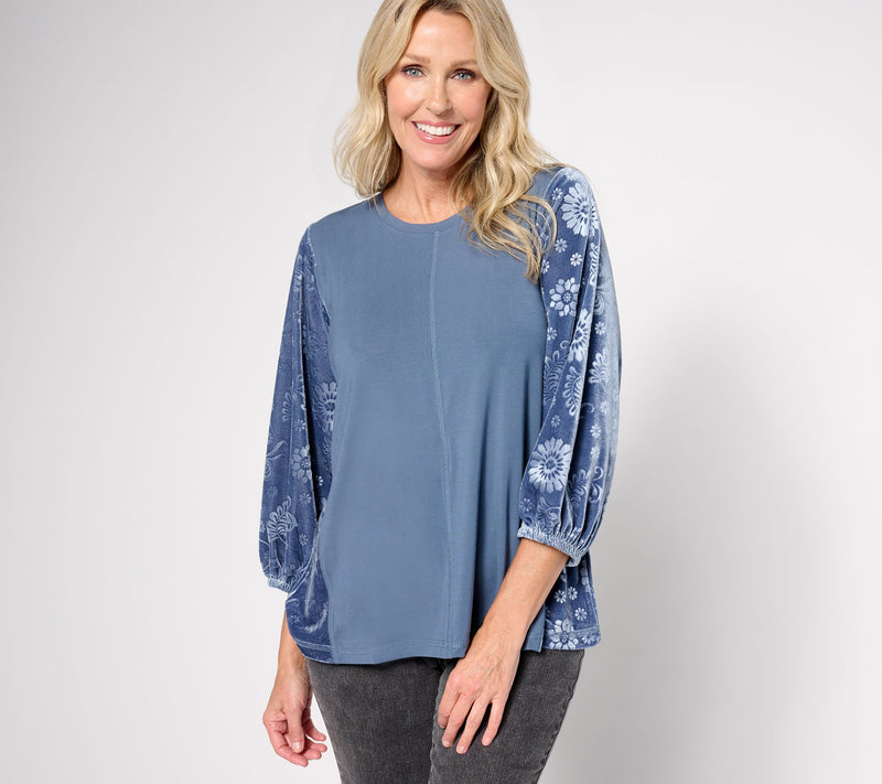 LOGO by Lori Goldstein Rayon 230 & Velour Top — View 7