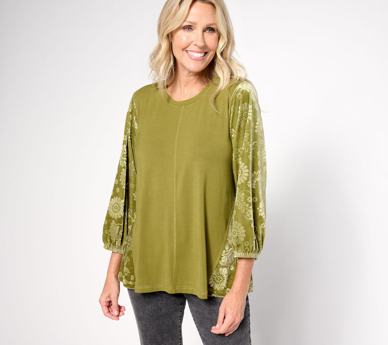 LOGO by Lori Goldstein Rayon 230 & Velour Top — View 9