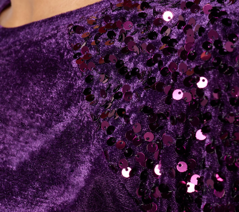 LOGO Lavish by Lori Goldstein Long Sleeve Velvet & Sequin Top — View 13