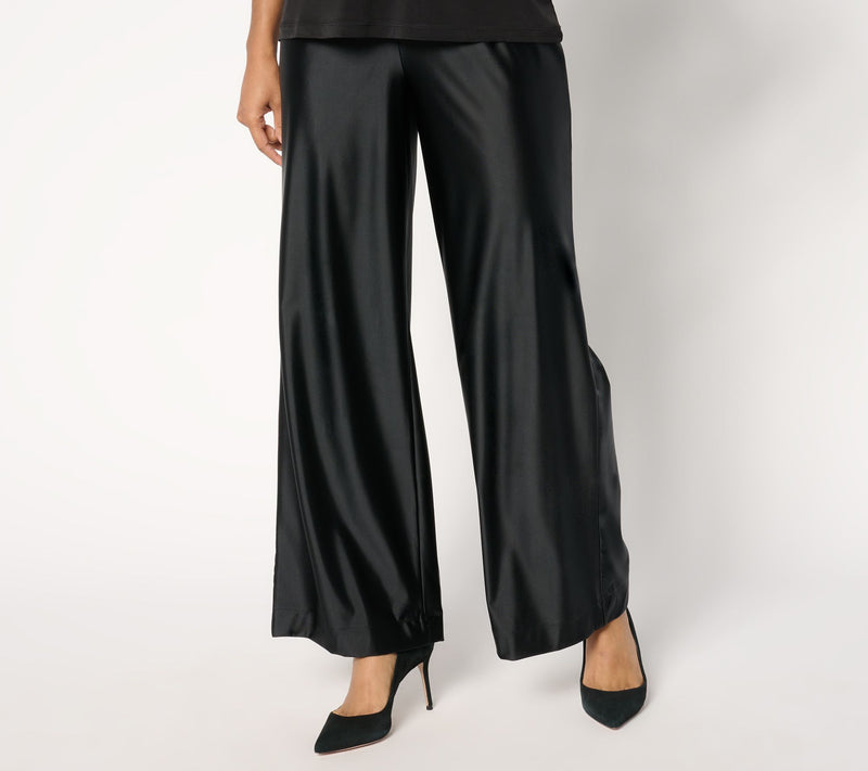 Women with Control Regular Fluid Satin Pull-On Wide Leg Pants — View 11