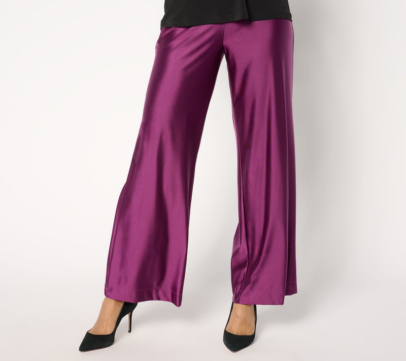 Women with Control Regular Fluid Satin Pull-On Wide Leg Pants — View 5