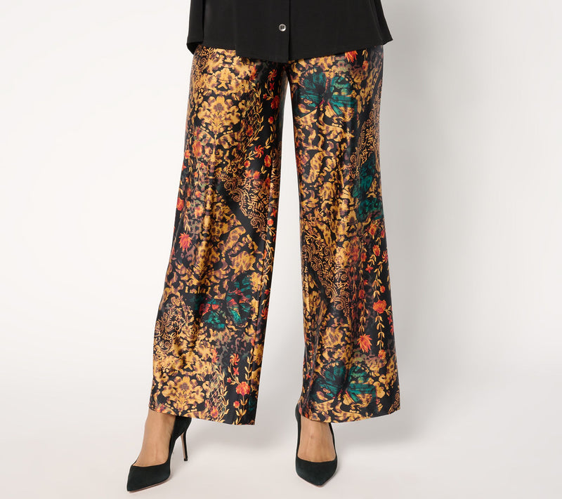 Women with Control Petite Fluid Satin Pull-On Wide Leg Pants — Main view