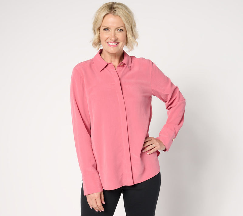 BEAUTIFUL by Lawrence Zarian Sanded Crinkle Satin Tunic Shirt — Main view