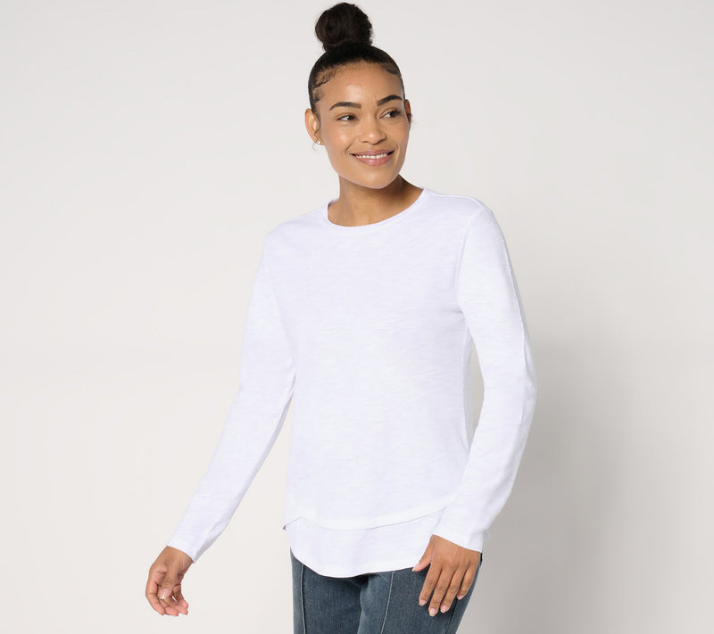 Studio Park x Amy Stran Slub Knit Long Sleeve Double Hem Top — View 11
