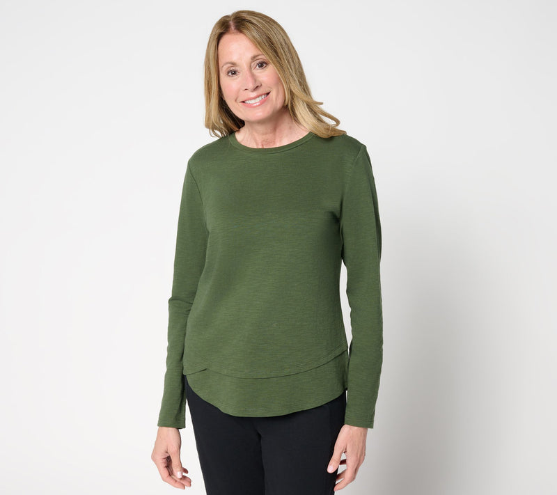 Studio Park x Amy Stran Slub Knit Long Sleeve Double Hem Top — View 13