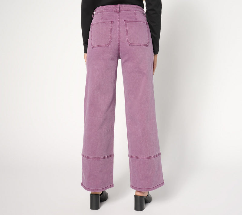 LOGO by Lori Goldstein Regular Twill Wide Leg Jeans — View 6