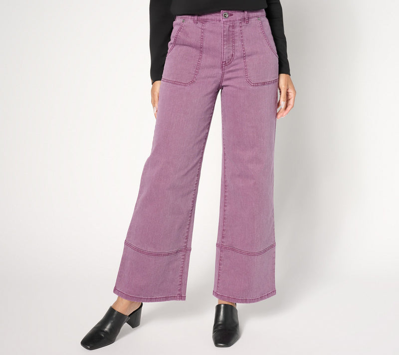 LOGO by Lori Goldstein Regular Twill Wide Leg Jeans — Main view