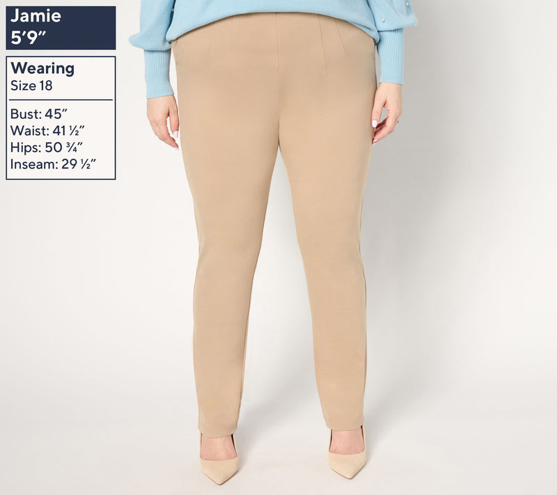 Belle by Kim Gravel Regular Ponte Hollywood Waist Full Length Pants — View 14
