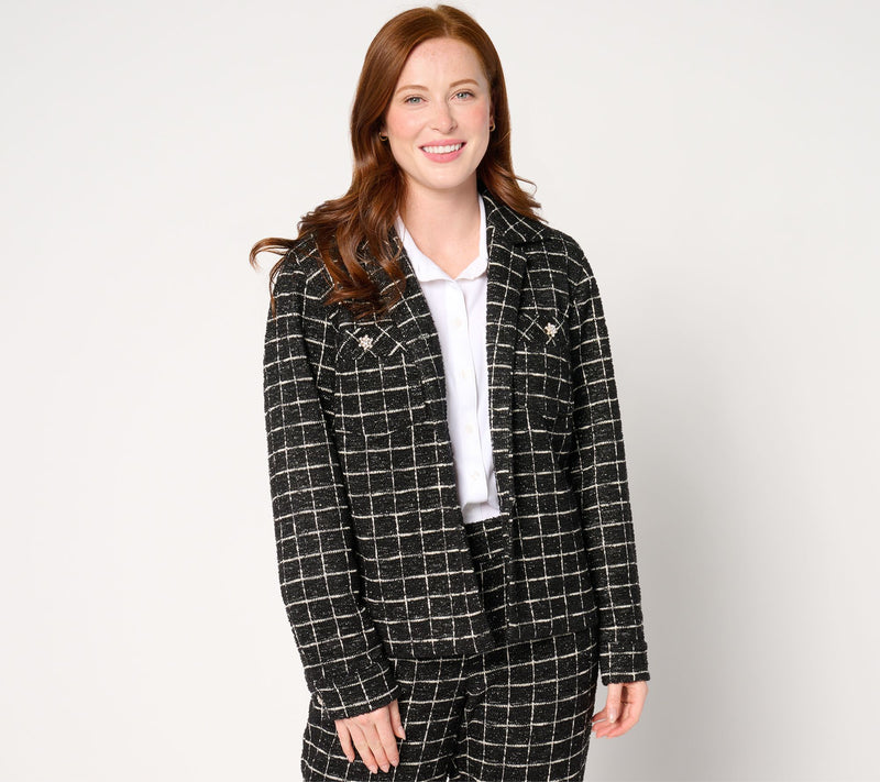 Dennis Basso Textured Knit Boucle Jacket with Sparkle — View 12