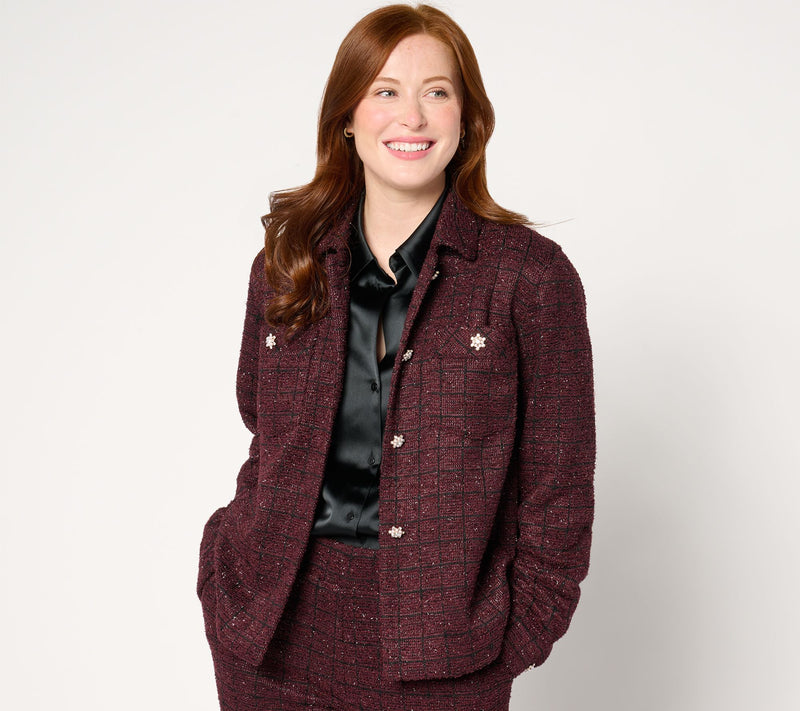 Dennis Basso Textured Knit Boucle Jacket with Sparkle — View 13