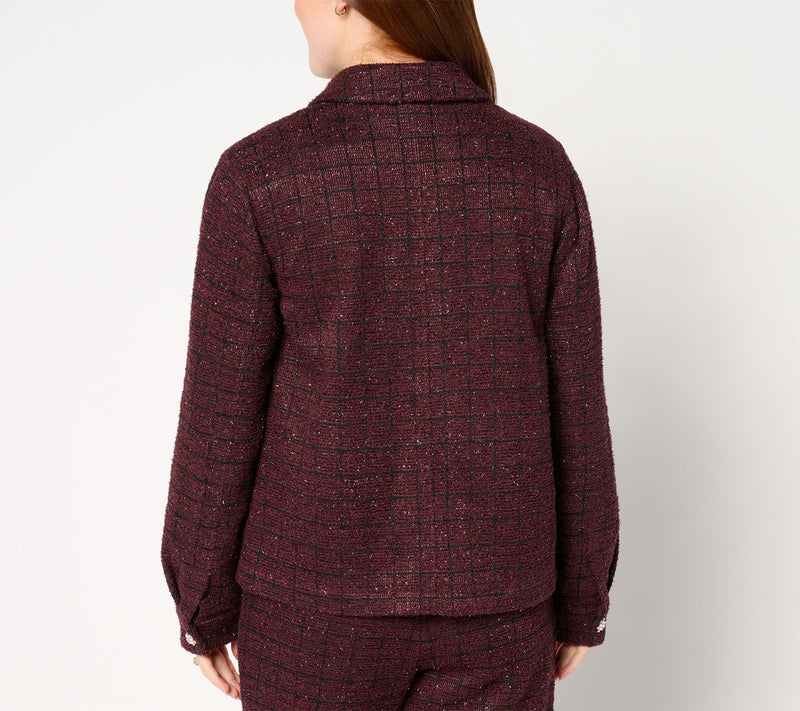 Dennis Basso Textured Knit Boucle Jacket with Sparkle — View 3