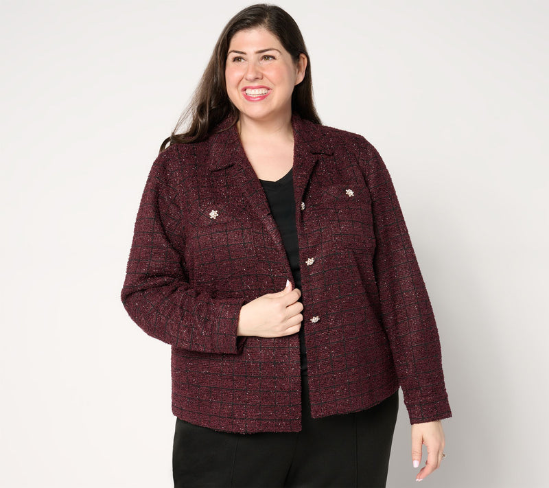 Dennis Basso Textured Knit Boucle Jacket with Sparkle — View 2