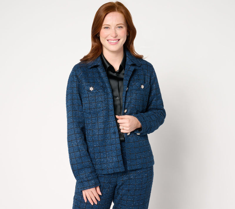 Dennis Basso Textured Knit Boucle Jacket with Sparkle — View 14