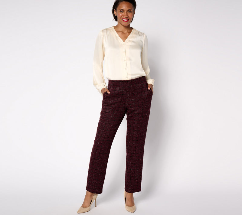 Dennis Basso Petite Boucle Knit Pant with Sparkle — View 10