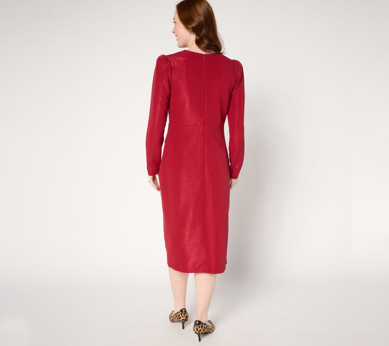 Dennis Basso Foil Print Italia Knit Dress with Ruching — View 8