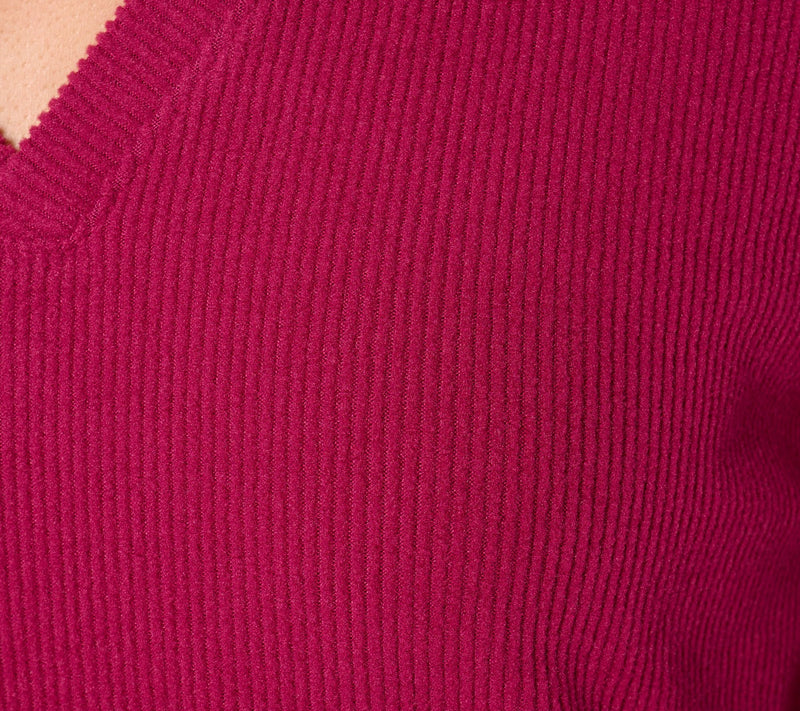 Cuddl Duds Ribbed Fleece V-Neck Pullover — View 15