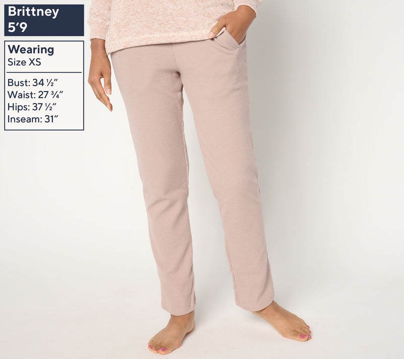 Cuddl Duds Ribbed Fleece Straight Pant — View 4