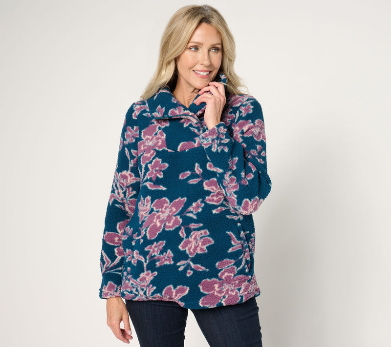 Cuddl Duds Sherpa Fleece 1/4 Zip Pullover — Main view