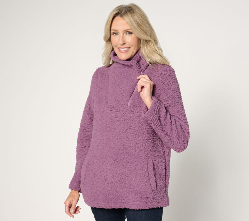 Cuddl Duds Sherpa Fleece 1/4 Zip Pullover — View 5