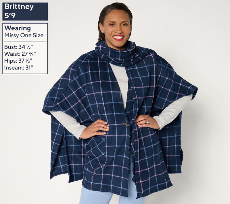 Cuddl Duds Fleecewear with Stretch Open Wrap with Removable Scarf — View 12