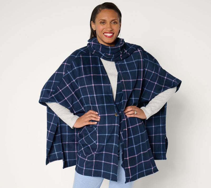 Cuddl Duds Fleecewear with Stretch Open Wrap with Removable Scarf — View 11