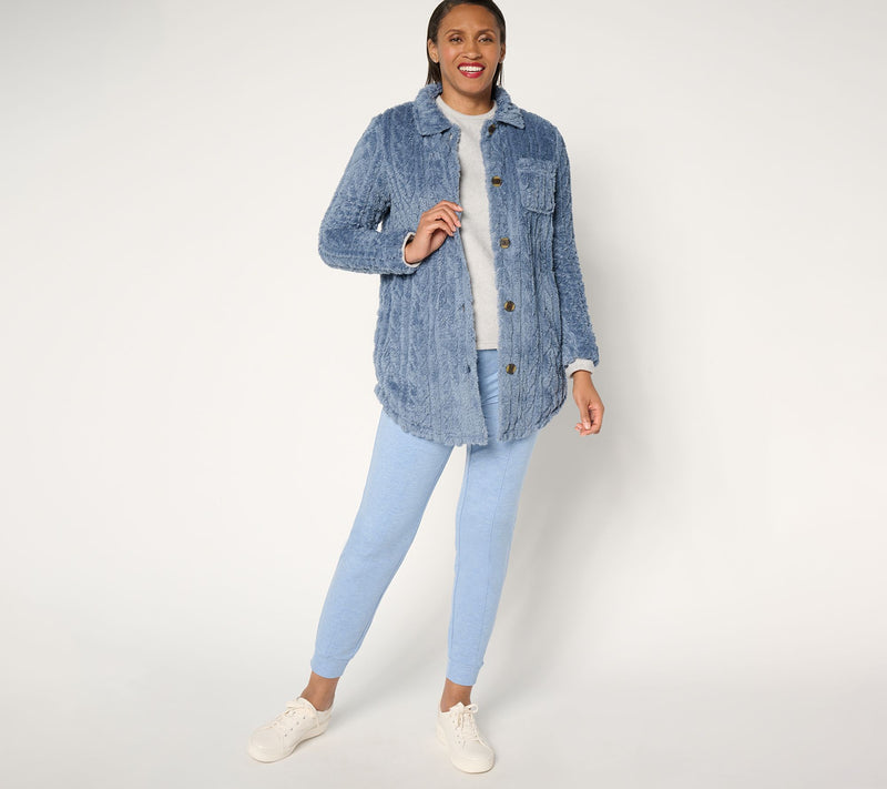 Cuddl Duds Sculpted Sherpa Shirt Jacket — View 4