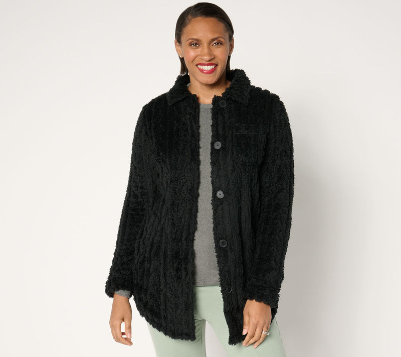 Cuddl Duds Sculpted Sherpa Shirt Jacket — View 13