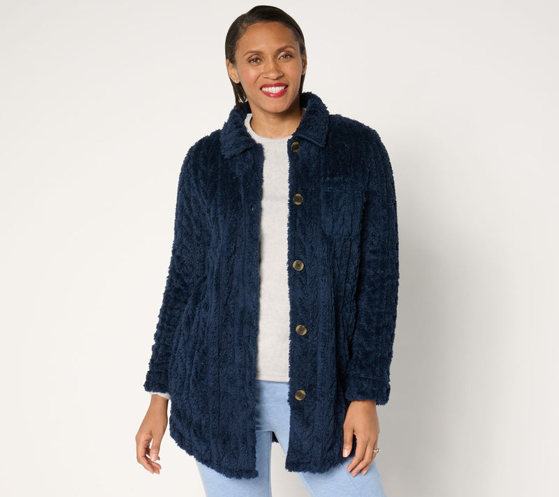 Cuddl Duds Sculpted Sherpa Shirt Jacket — View 14