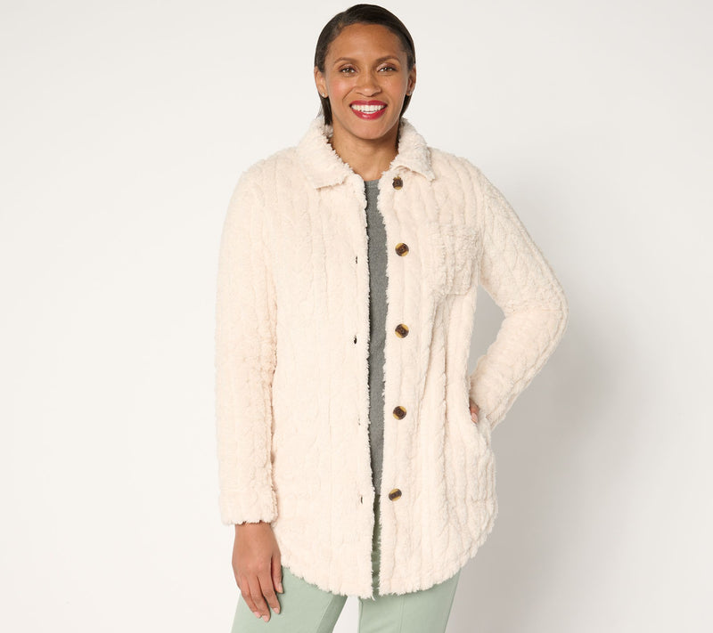 Cuddl Duds Sculpted Sherpa Shirt Jacket — View 15
