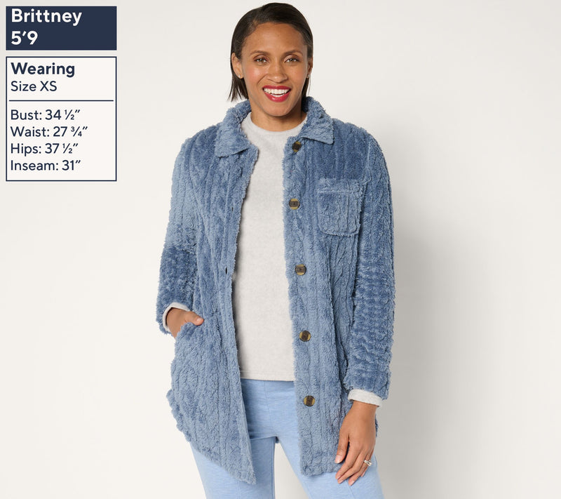 Cuddl Duds Sculpted Sherpa Shirt Jacket — View 2