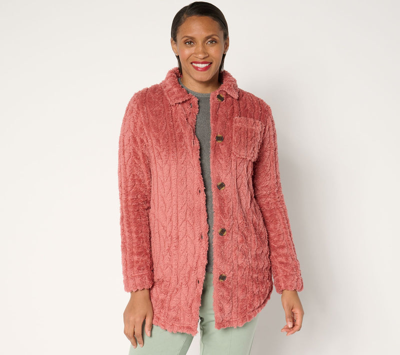 Cuddl Duds Sculpted Sherpa Shirt Jacket — View 16