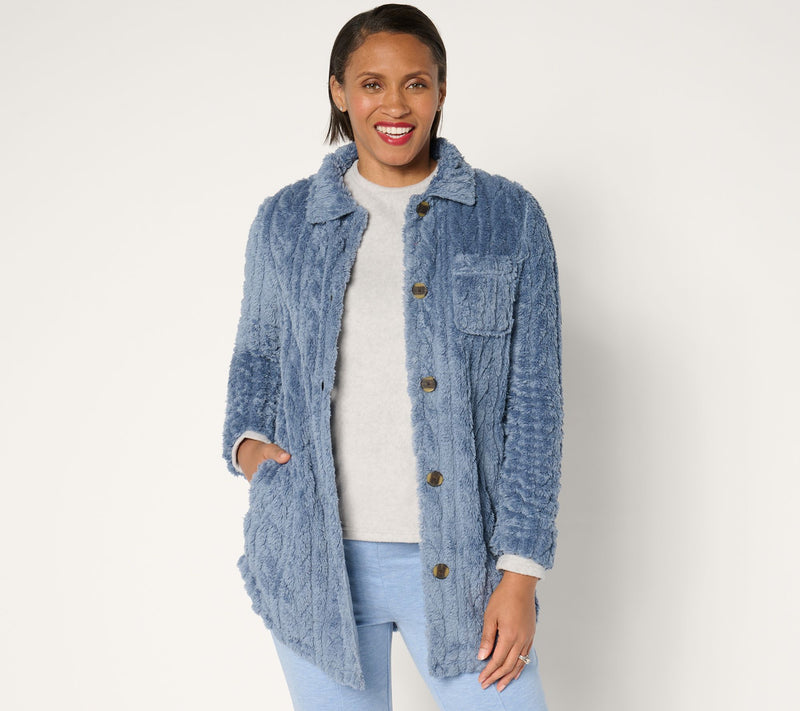 Cuddl Duds Sculpted Sherpa Shirt Jacket — View 17