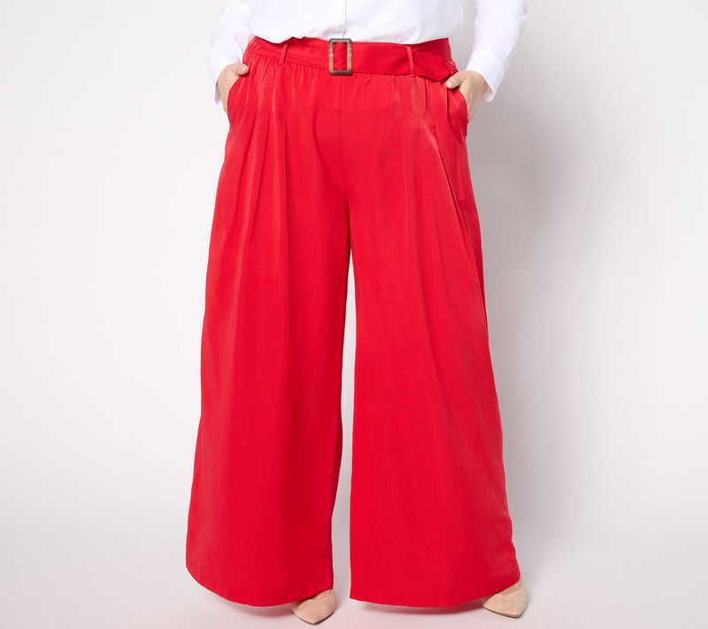 Studio Park x Shawn Killinger Regular Pleated Wide Leg Pant with Self Belt — Main view