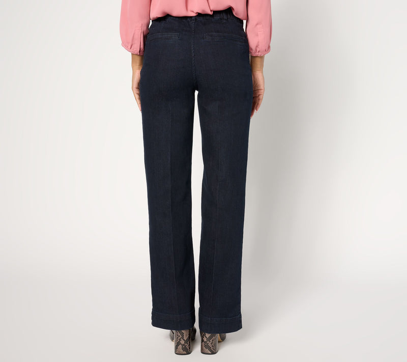 Susan Graver Regular Stretch Denim Wide Leg Jean - Indigo — View 3
