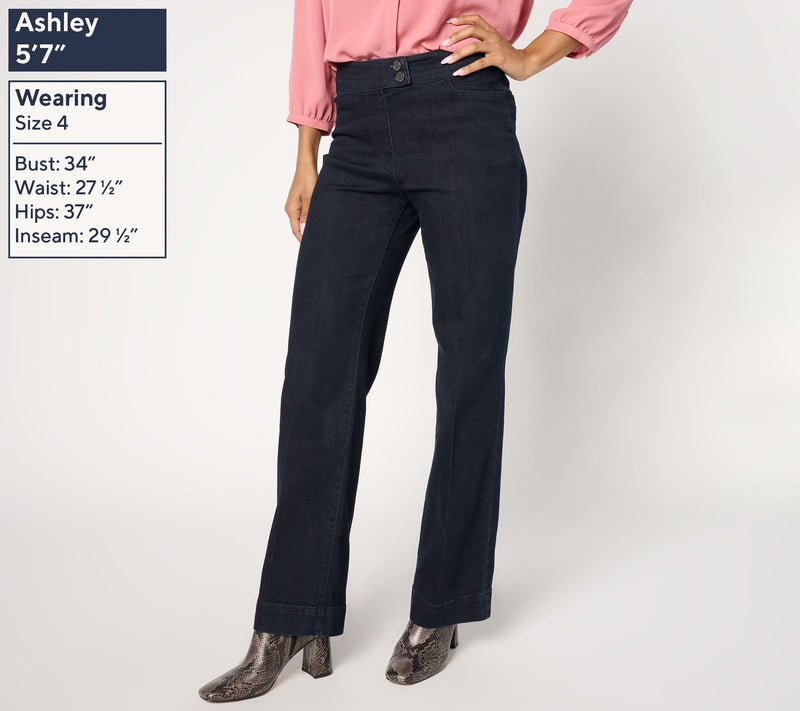 Susan Graver Regular Stretch Denim Wide Leg Jean - Indigo — View 2