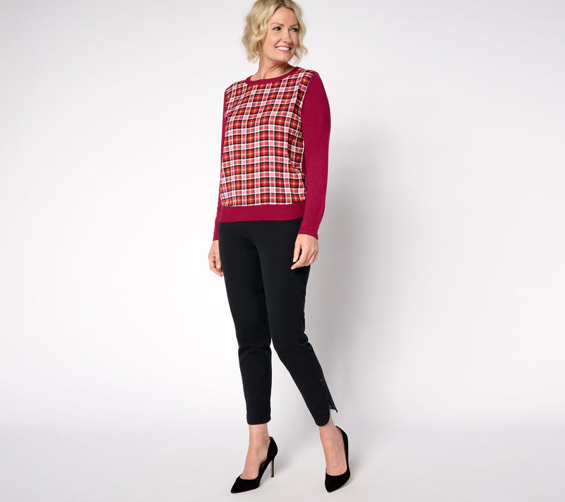 nicole by Nicole Miller Mixed Media Long Sleeve Top — View 12