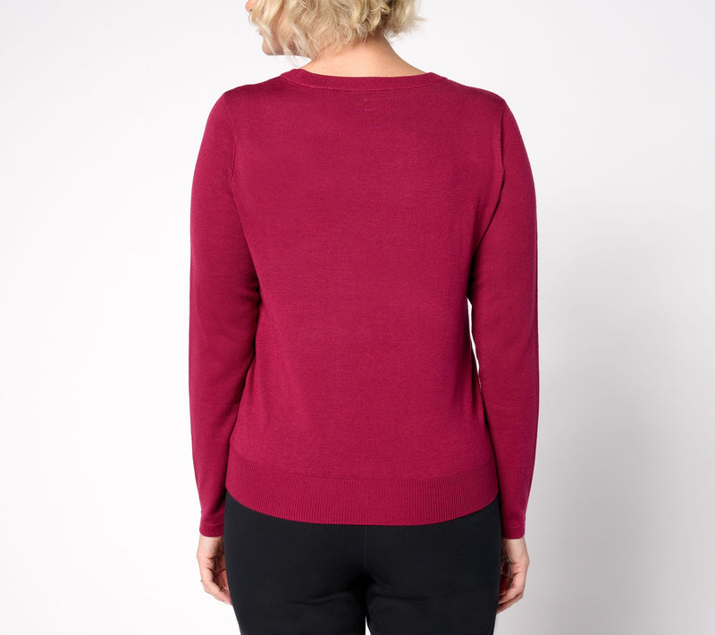 nicole by Nicole Miller Mixed Media Long Sleeve Top — View 11
