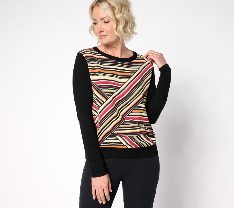nicole by Nicole Miller Mixed Media Long Sleeve Top — View 5