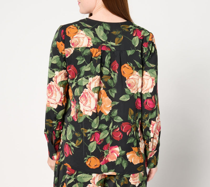 nicole by Nicole Miller Printed Long Sleeve Blouse — View 10