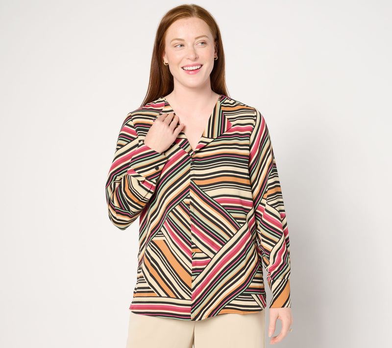 nicole by Nicole Miller Printed Long Sleeve Blouse — View 5